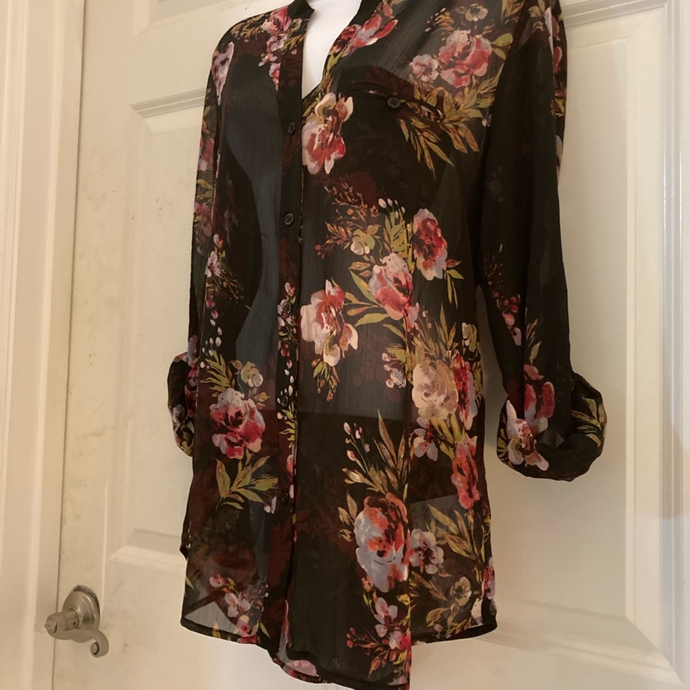 Kut From The Kloth, NWT, L, black&brown, Floral blouse